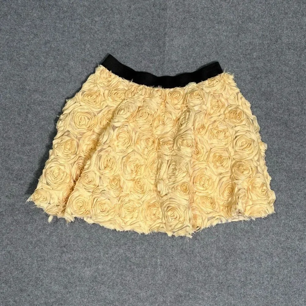 Free People Rosette Floral Textured Mini Skirt Cream Size S